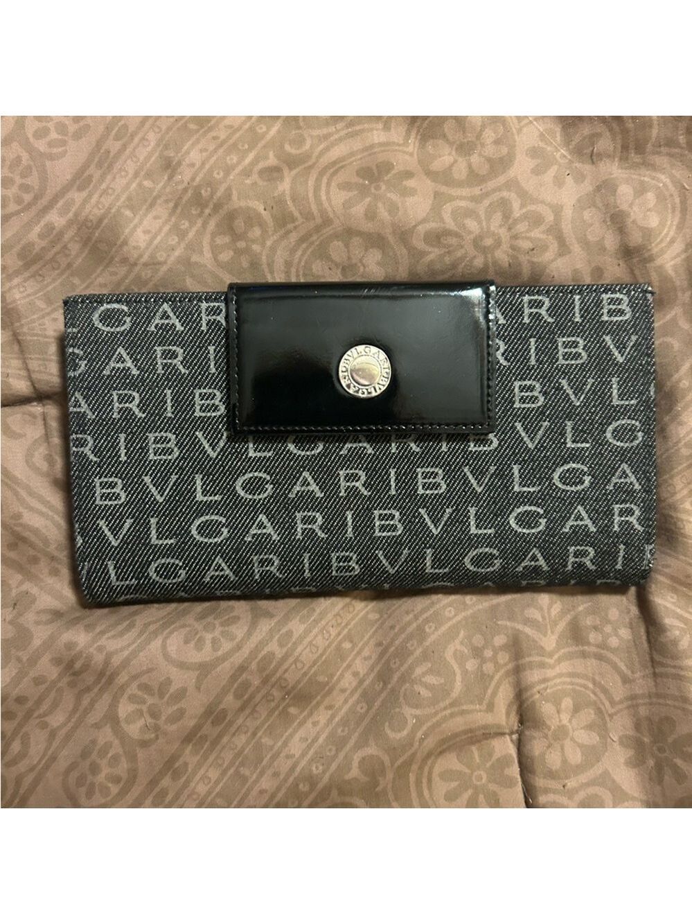 Bvlgari all over print cavas long trifold wallet